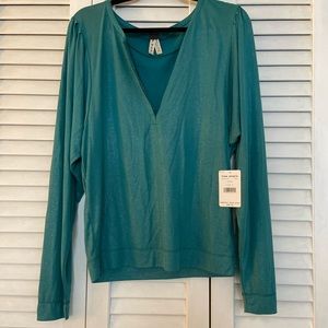 Free People metallic v neck shirt